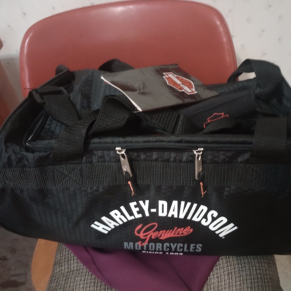 Harley-Davidson Black Duffel Bag with Red Accents